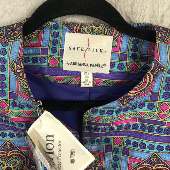 Vintage Adrianna Papell Jacket Womens 12 Silk Teflon Protector Safe Vintage Styl - Picture 9 of 16